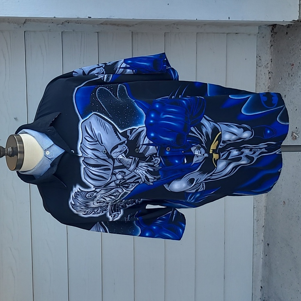 BATMAN Warner Bros Black Silver Blue Joker Double‎ Sided 3XL Shirt VTG 2001 Y2K